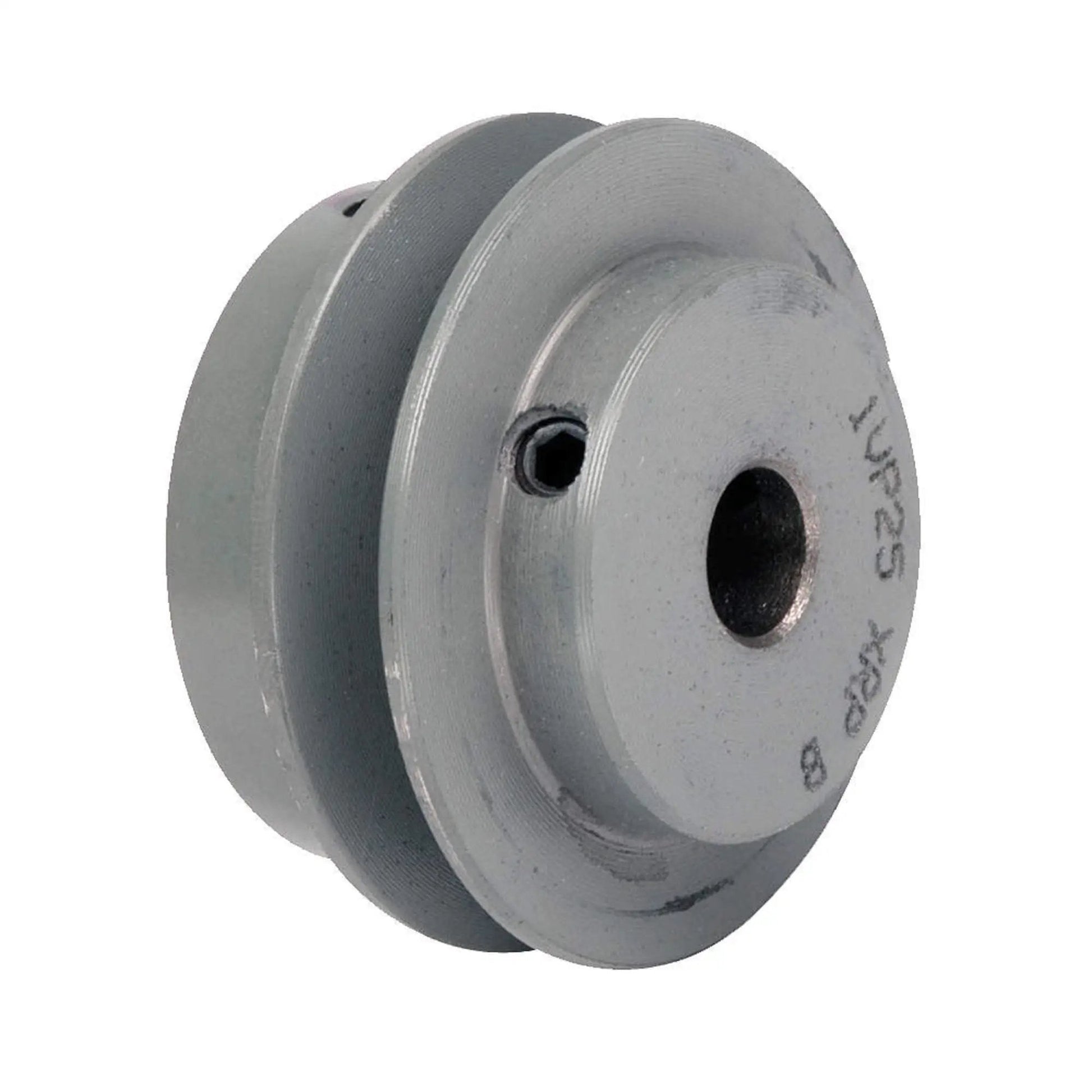 Side view of Durable V Belt Five Eighths Inch Wide Inner Diameter Four Point One Five Inch Outer Diameter For Industrial Machinery And Power Tools TB Wood's 1VP4458 Compatible Heavy Duty Replacement Belt With High Torque And Low Stretch in a metal pulley.