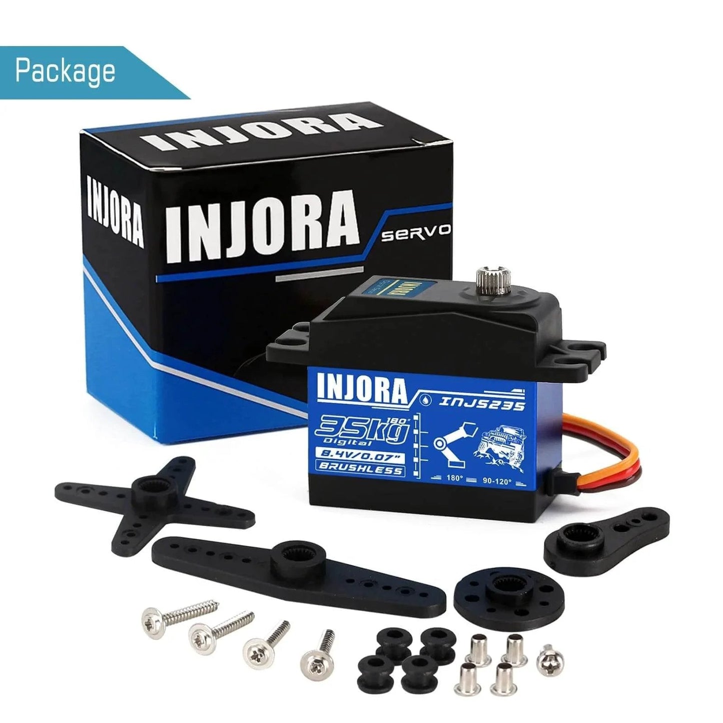 35KG Brushless Waterproof High Voltage Servo Motor High Torque Digital Servo for RC Car Model in package with parts
