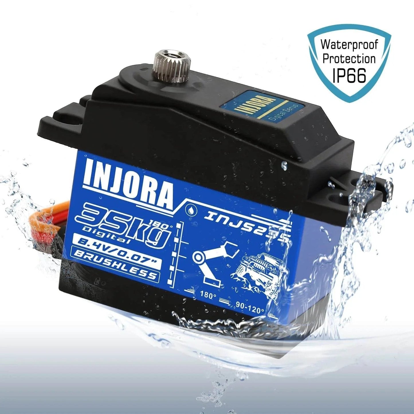 35KG Brushless Waterproof High Voltage Servo Motor High Torque Digital Servo for RC Car Model with IP66 rating.