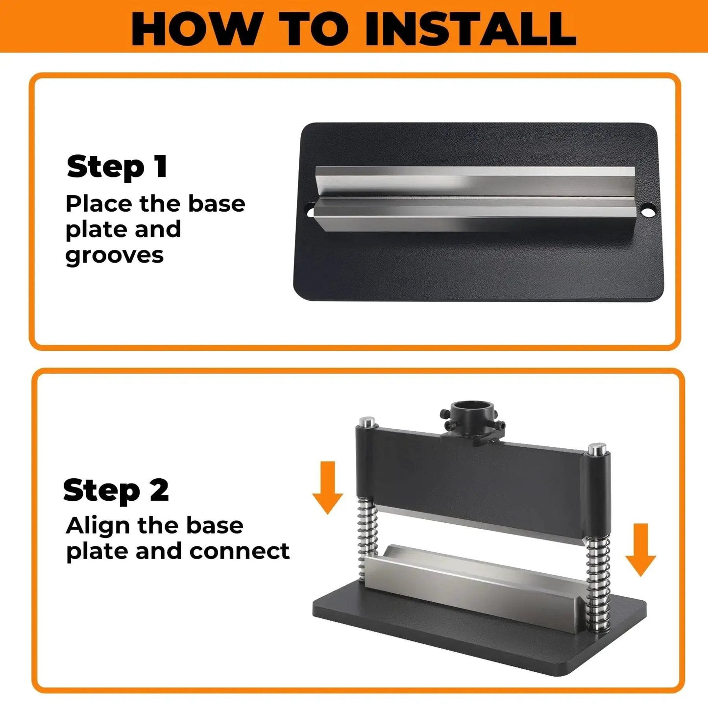 Installation steps for 12 Inch Press Brake Attachment for 12 To 20 Ton Hydraulic Presses with Zero To Ninety Degree Adjustable Bend