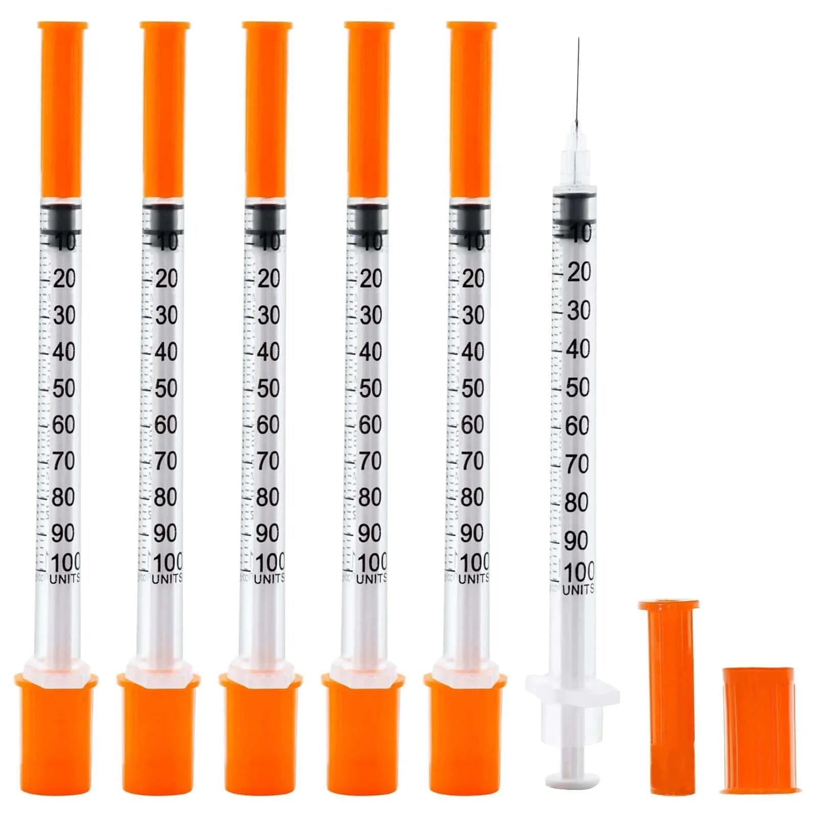 Insulin Syringe 1 Milliliter 31G 5 Sixteenth Inch Disposable 20 Count Packaged With Clear Markings And Smooth Plunger