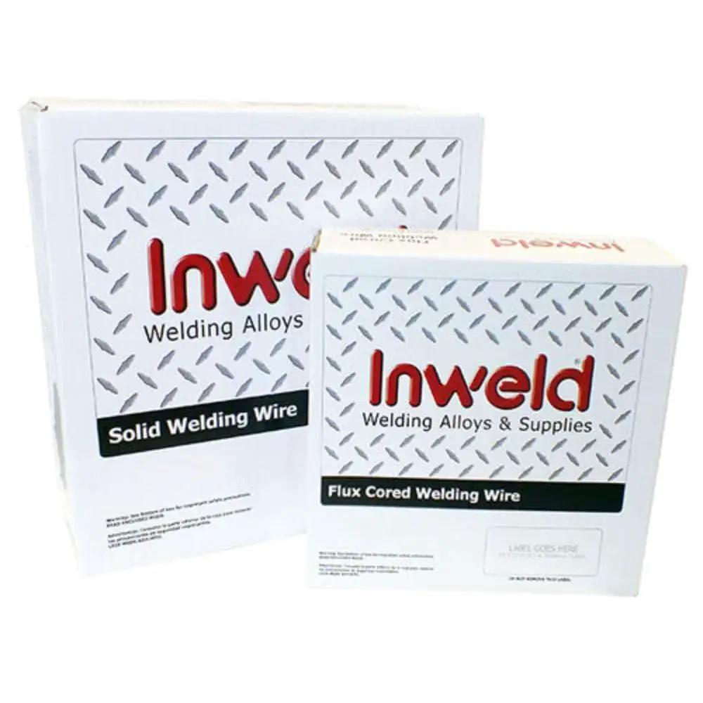 Inweld Solid and Flux Cored Welding Wire boxes, suitable for various welding applications.