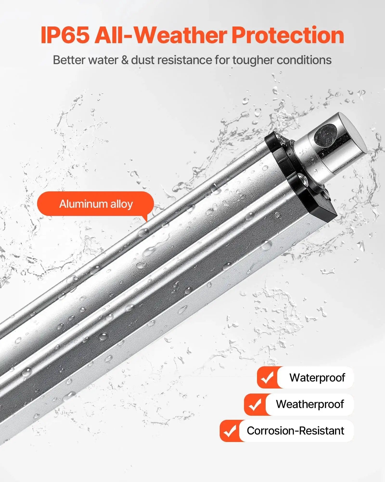 All Weather Heavy Duty 12V Linear Actuator With Mounting Bracket VEVOR 40 Inch Stroke IP65 Waterproof aluminum alloy close-up