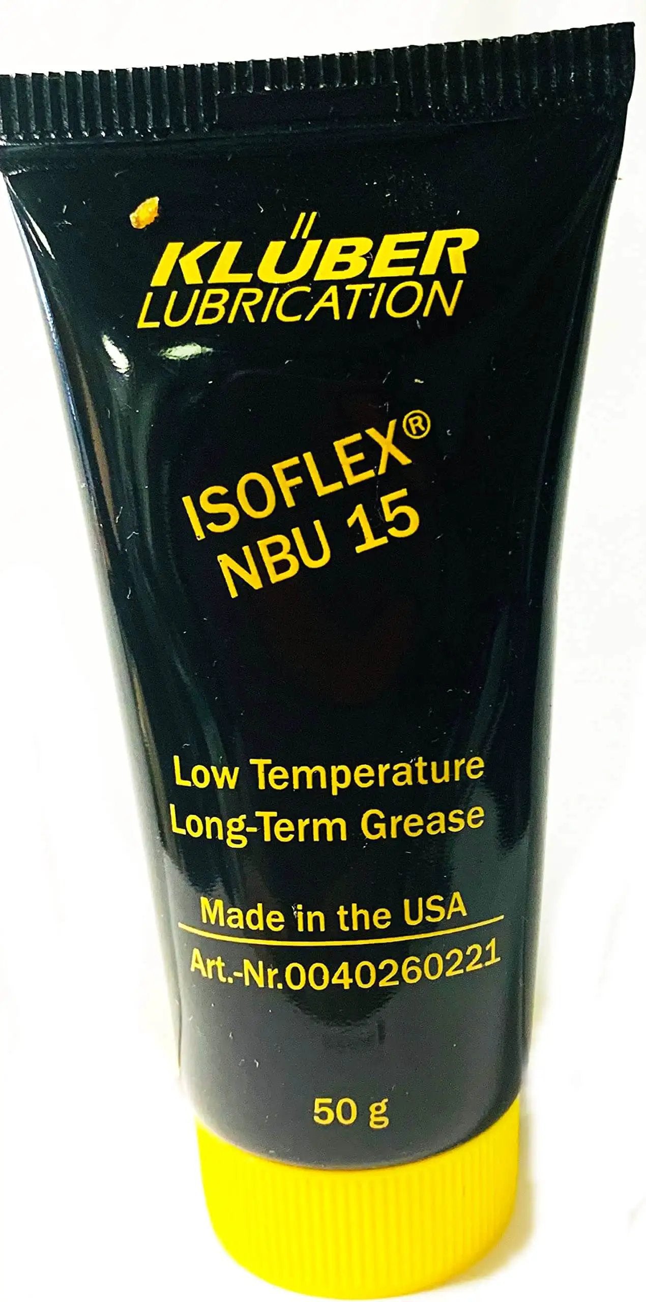 Isoflex NBU 15 Spindle Bearing Grease for Machine Tools and Textile Machines 50 g Tube by Kluber Lubrication front view