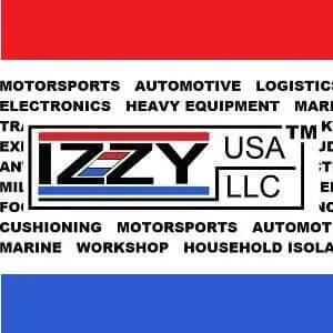 Logo of Izzy USA LLC with automotive, marine, and industrial text and red and blue accents.
