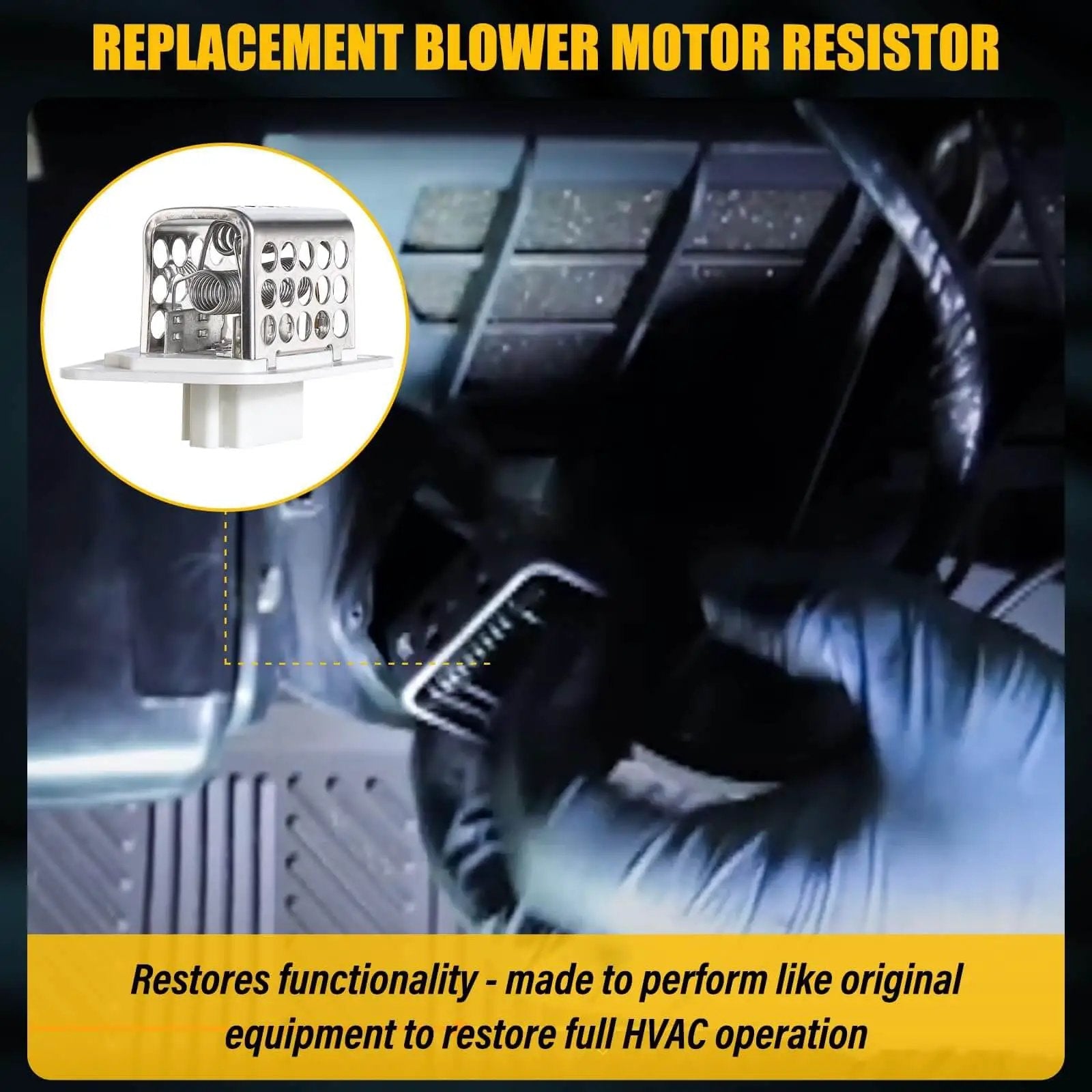 HVAC Blower Motor Resistor For Jeep Wrangler TJ XJ And Cherokee Replaces OE RU353 RU1046 4864957 3A1101 CR158 installed