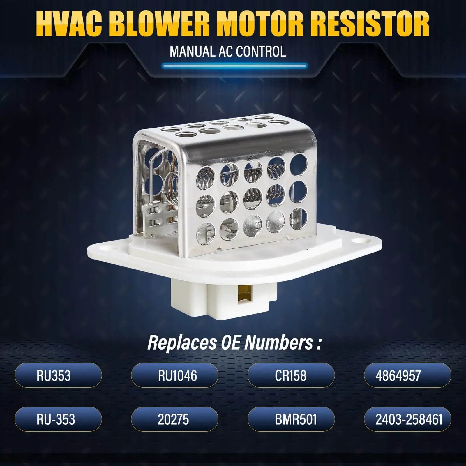 HVAC Blower Motor Resistor For Jeep Wrangler TJ XJ And Cherokee Replaces OE RU353 RU1046 4864957 3A1101 CR158 OEM