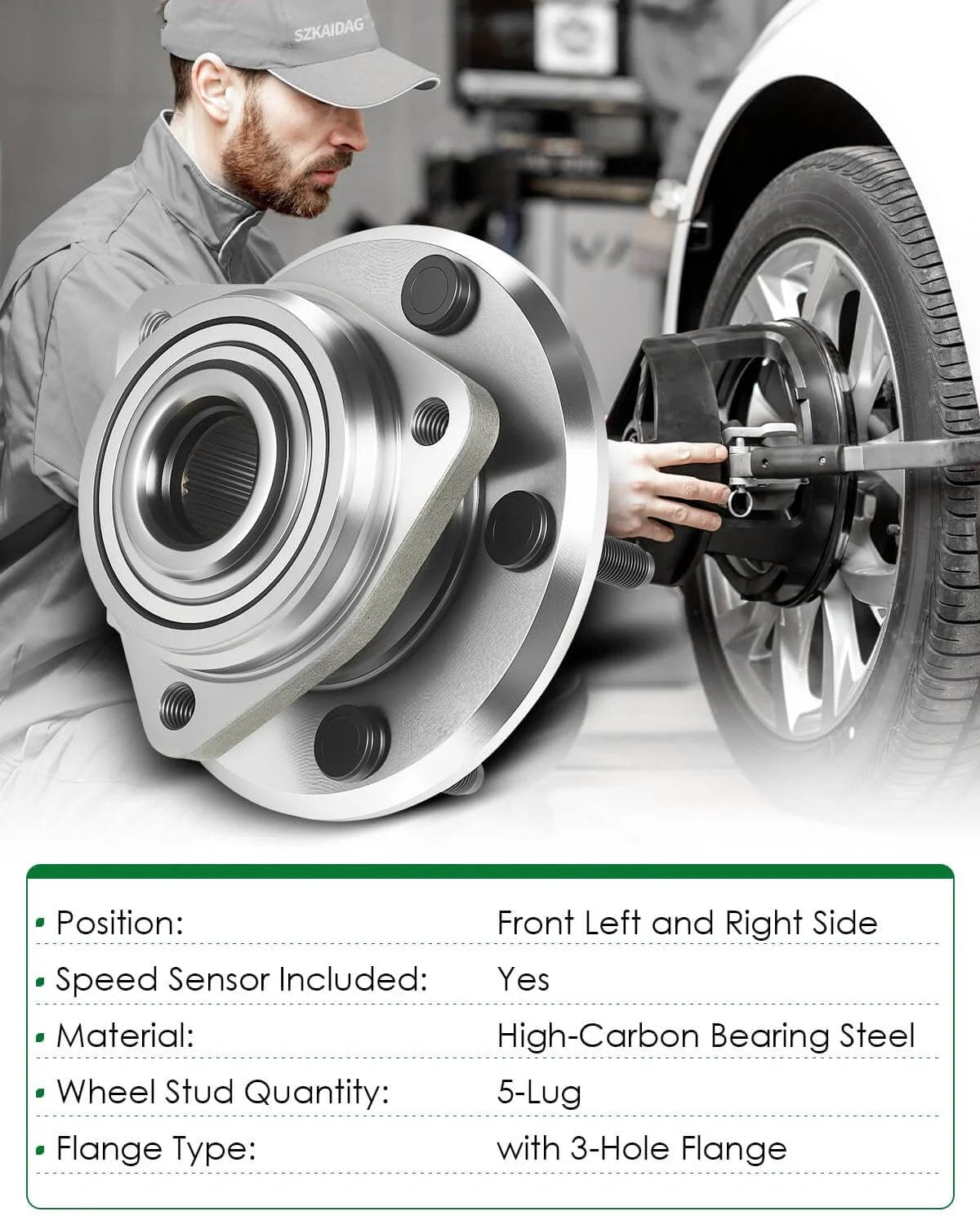 Set of 2 Front Wheel Bearing and Hub Assembly with ABS for Jeep Wrangler 2007 to 2010 3.8L V6 installation example