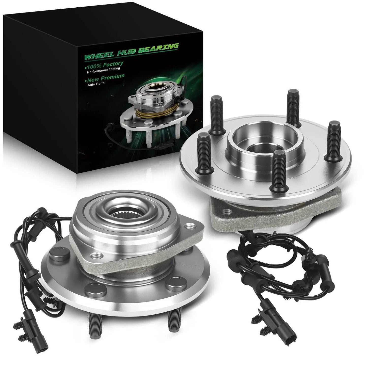 Set of 2 Front Wheel Bearing and Hub Assembly with ABS for Jeep Wrangler 2011 to 2018 JK, 5 Lug OE Replacement Hubs