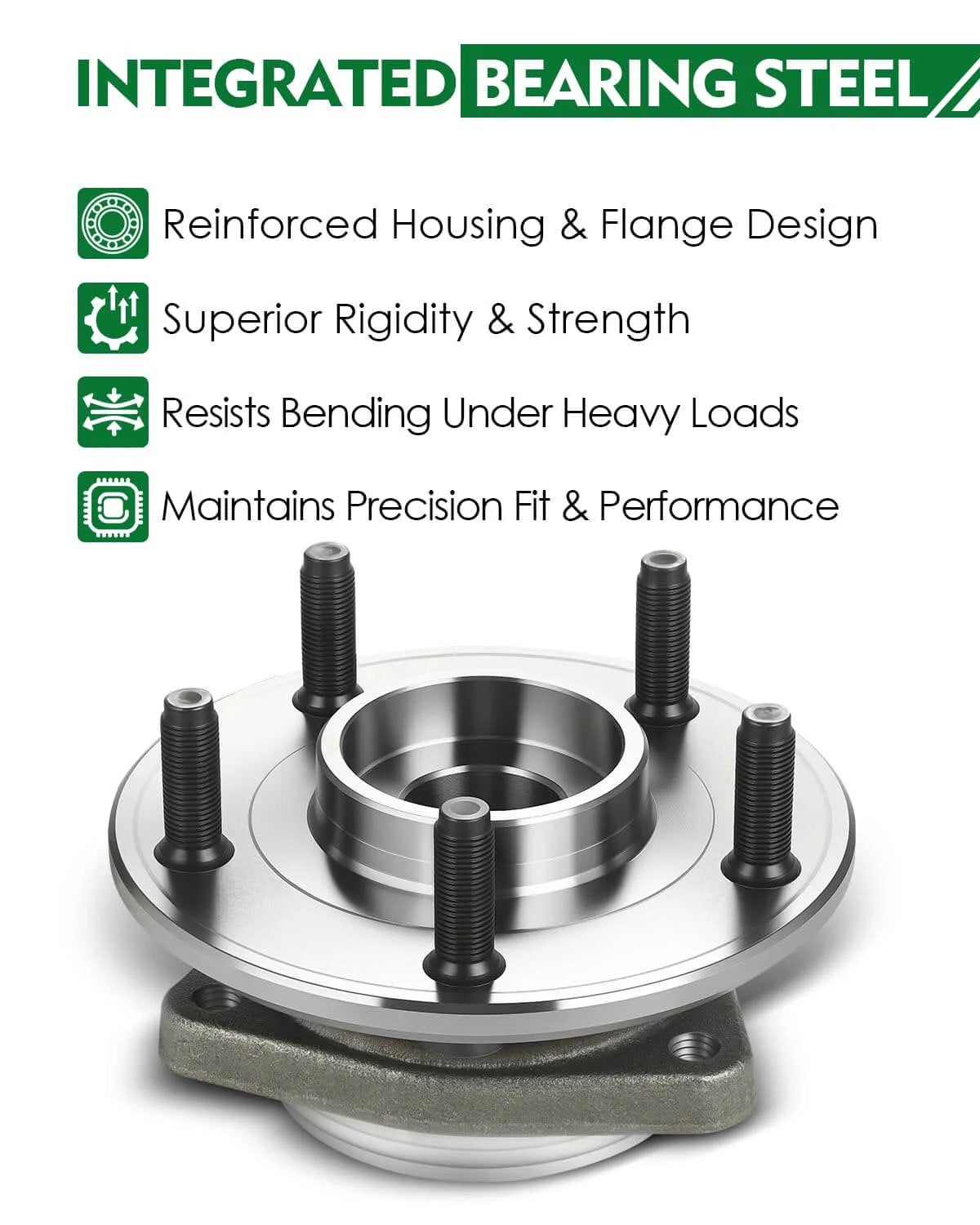 Set of 2 Front Wheel Bearing and Hub Assembly with ABS for Jeep Wrangler 2007 to 2010 3.8L V6 showing integrated design features
