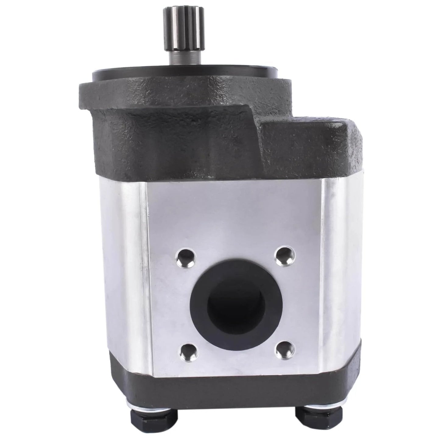 Front view of Flynsu Hydraulic Gear Pump Replacement for John Deere 6320 6330 6405 6410 6415 6420 6425 6430 Part# AL156335, AL117812