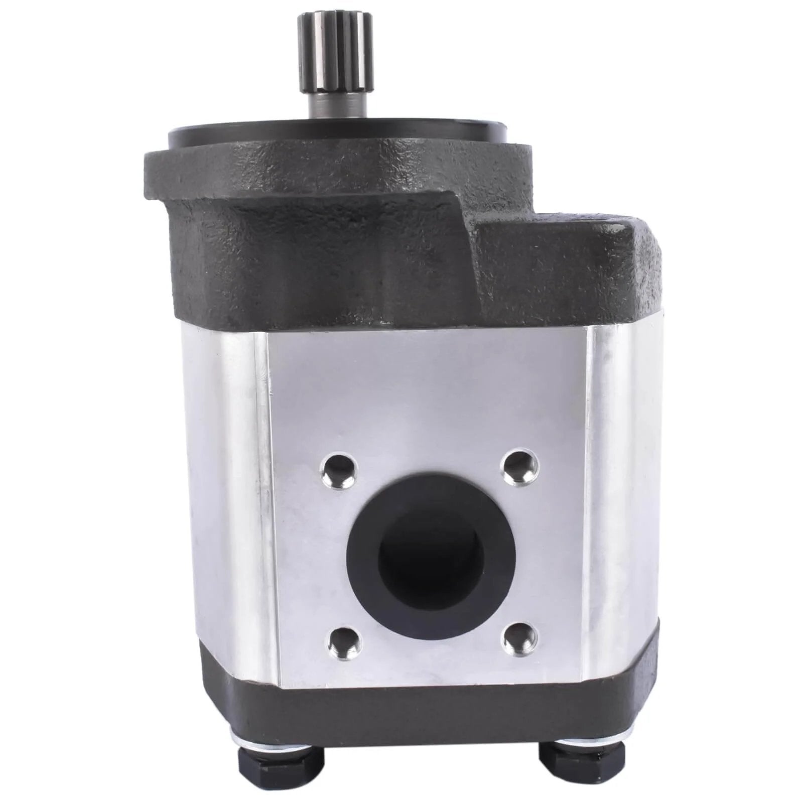 Front view of Flynsu Hydraulic Gear Pump Replacement for John Deere 6320 6330 6405 6410 6415 6420 6425 6430 Part# AL156335, AL117812