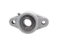 Front view of 1/2 in Set-Screw 2-Bolt Flange Bearing Kanigen White Finish Single Row Ball Bearing for Shaft Mounting