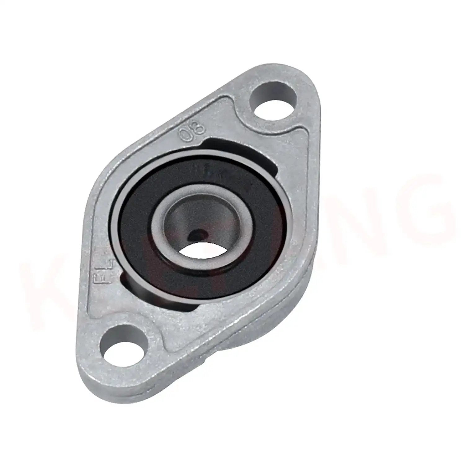 KFL08 Cylindrical Roller Bearing Flange with 5/16 inch bore, zinc alloy housing, front view