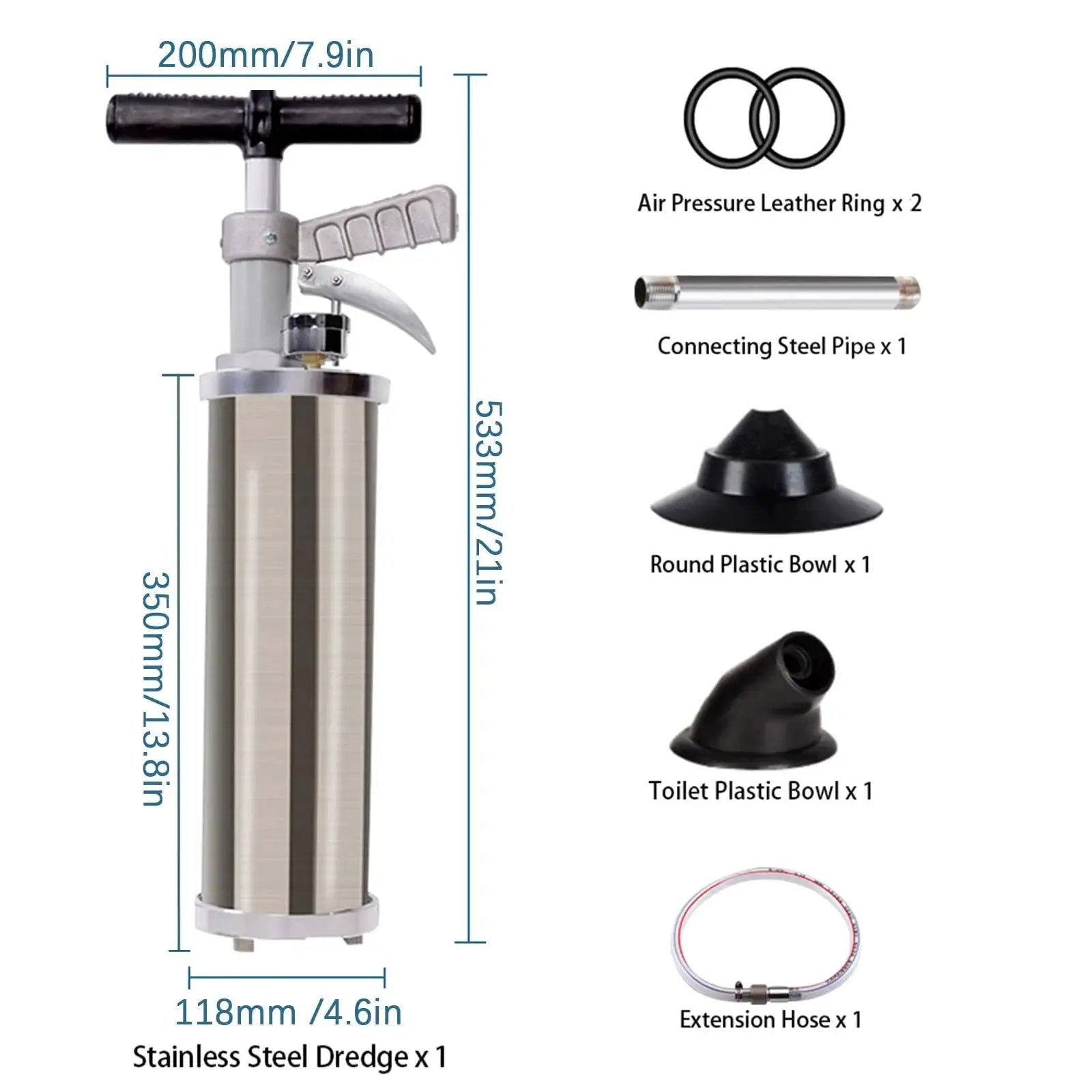 Portable High Pressure Kinetic Toilet Plunger Air Blaster Pump For Clogged Toilets Drains Bath Shower Kitchen with accessories