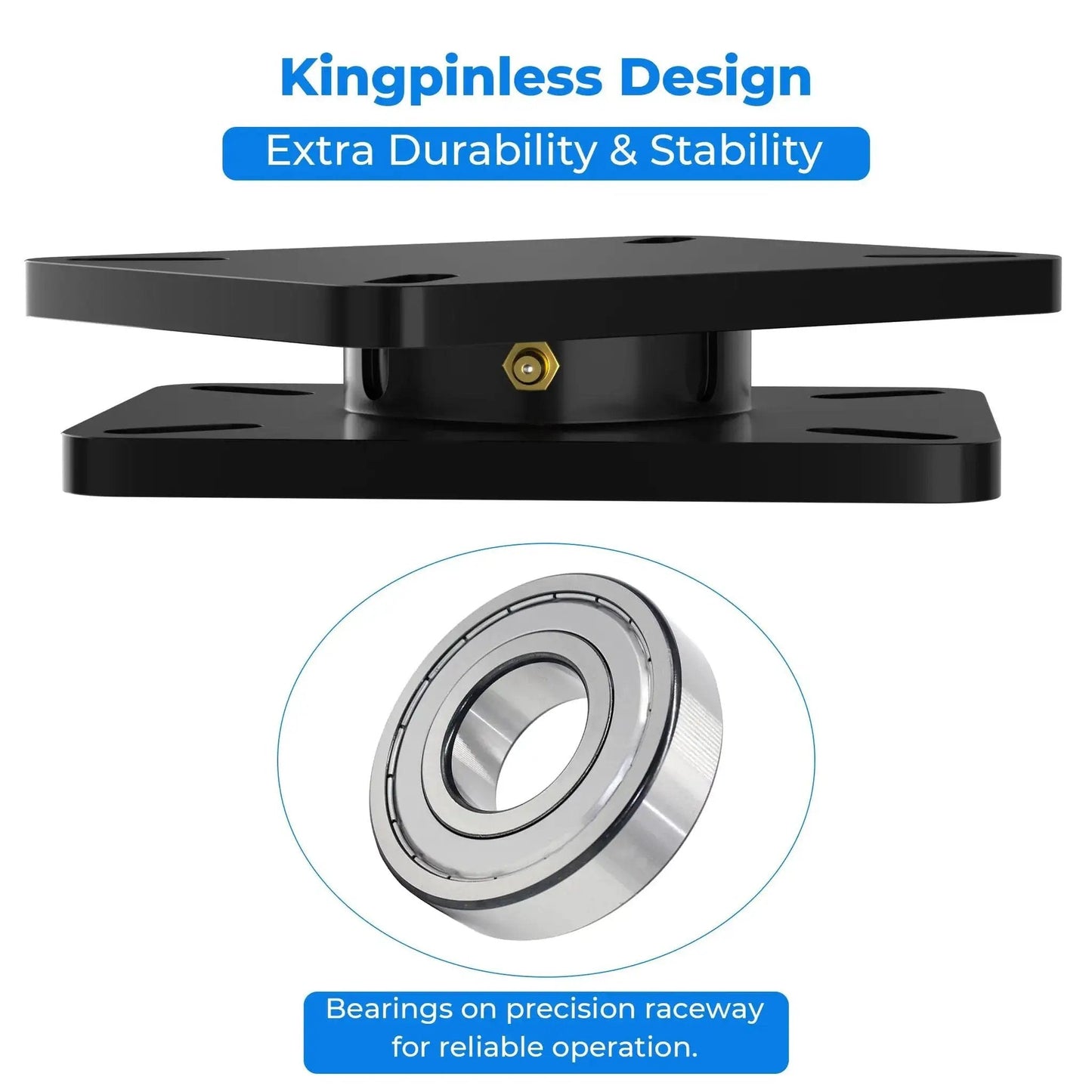 Greaseable 5000 Lb Rating Heavy Duty Bearing Plate Turntable For Workstations And Displays, black steel platform, kingpinless design