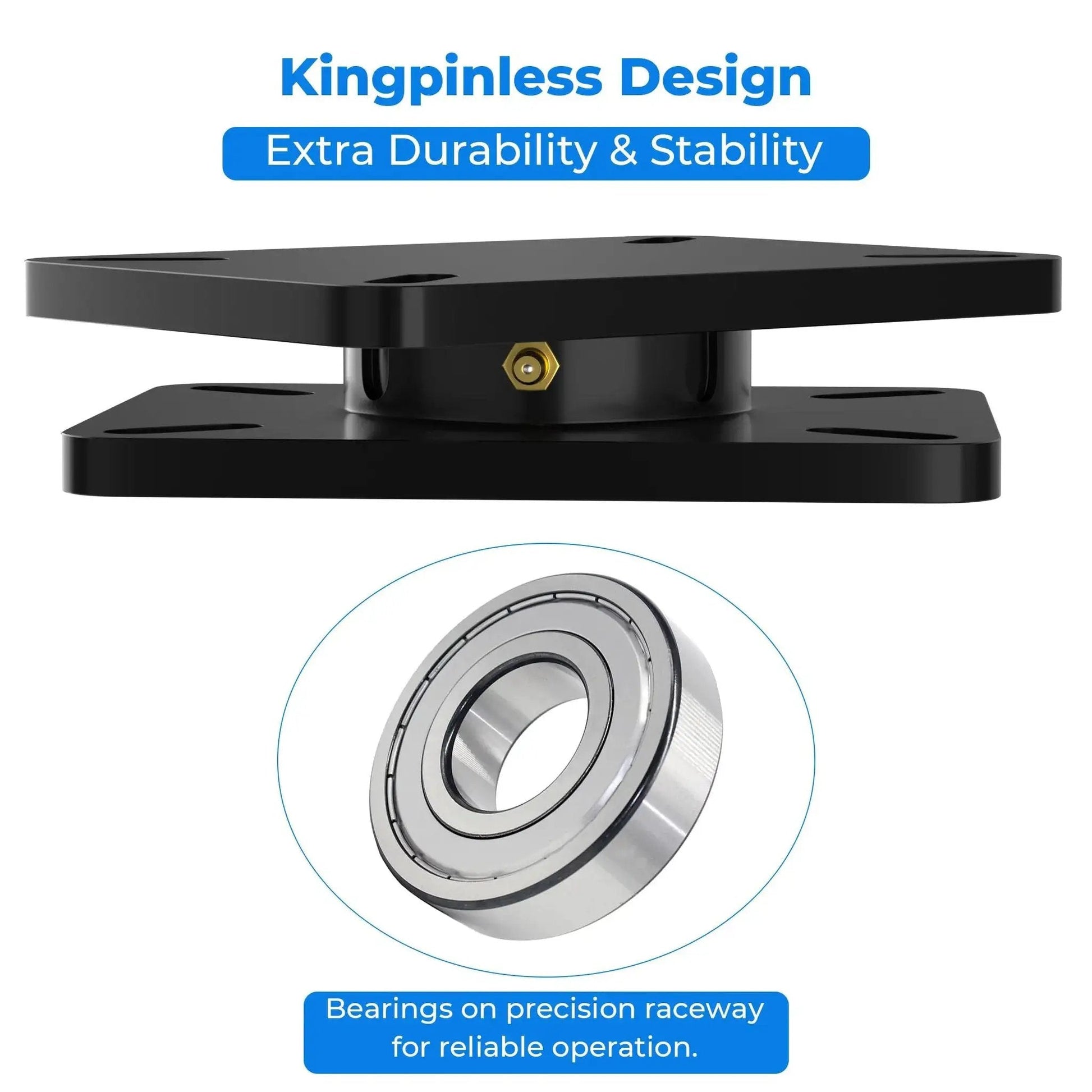 Greaseable 5000 Lb Rating Heavy Duty Bearing Plate Turntable For Workstations And Displays, black steel platform, kingpinless design