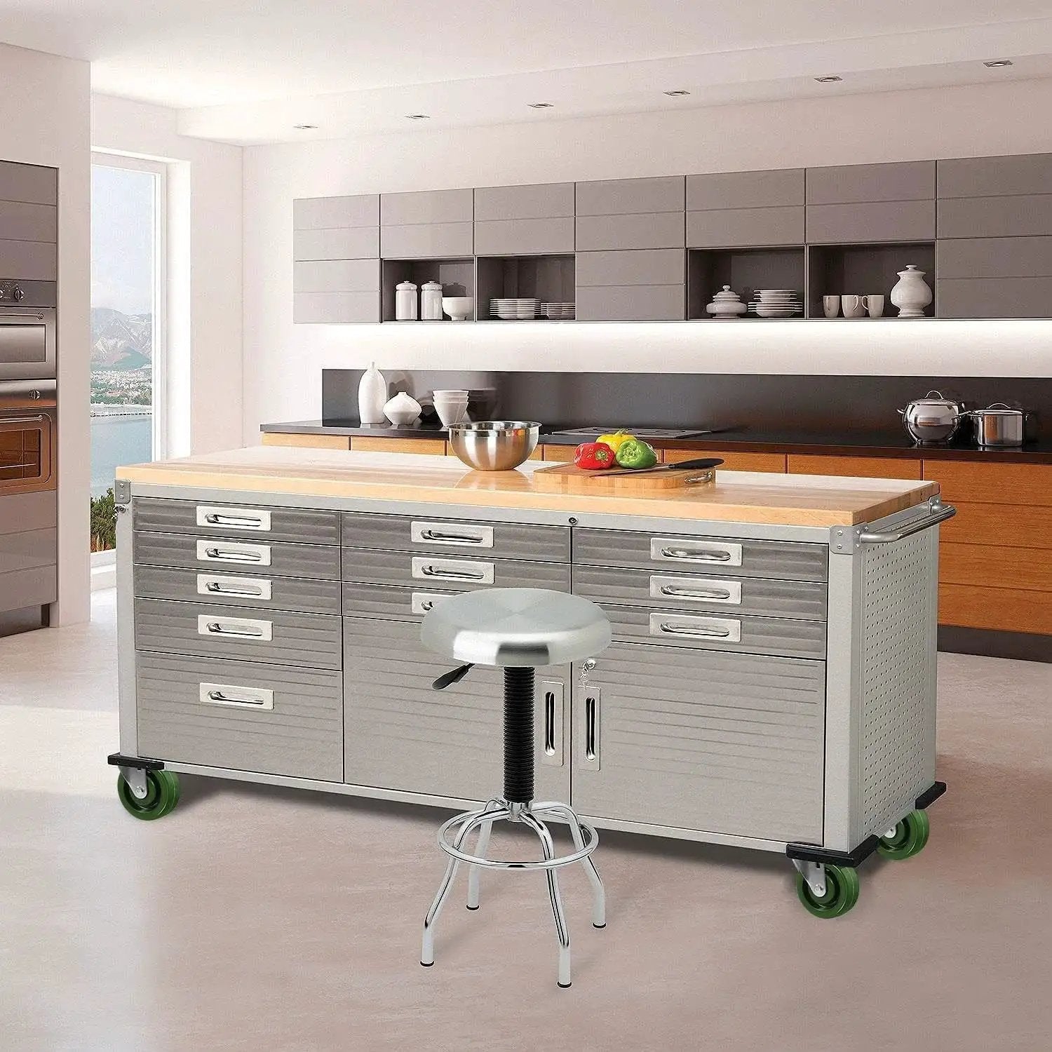 Industrial kitchen cart with 4 Inch By 1.5 Inch Heavy Duty Casters Set Of 4 With 2800 Lb Load Capacity For High Temperature Oven Racks