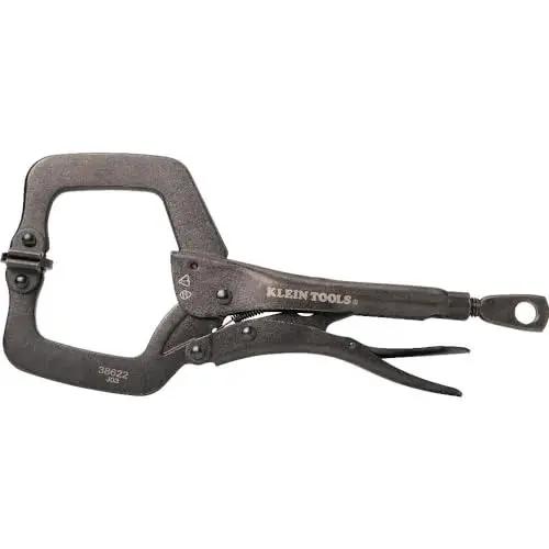 Workhorse Locking Pliers Set With Swivel Jaws 6 Inch And 11 Inch C Clamp Style Grips Heavy Duty Quick Thumb Knob Adjustment And Easy Lever Release For Home Shop Woodworking Two Piece Klein Tools.