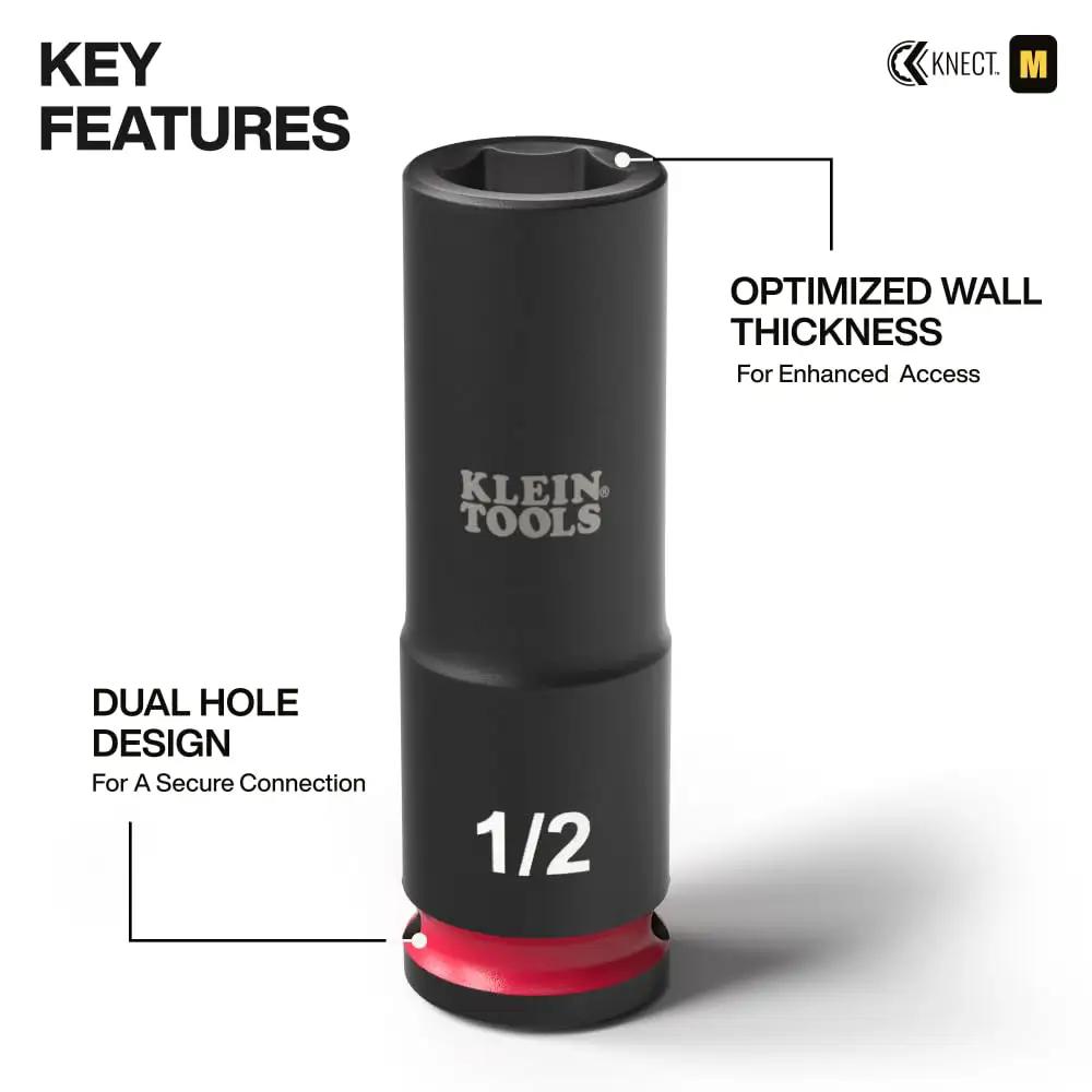Deep-Well Three-Eighths Inch Drive Impact Socket Set With SAE And Metric Sizes, 23-Piece, Color-Coded Size Markings, close-up of socket