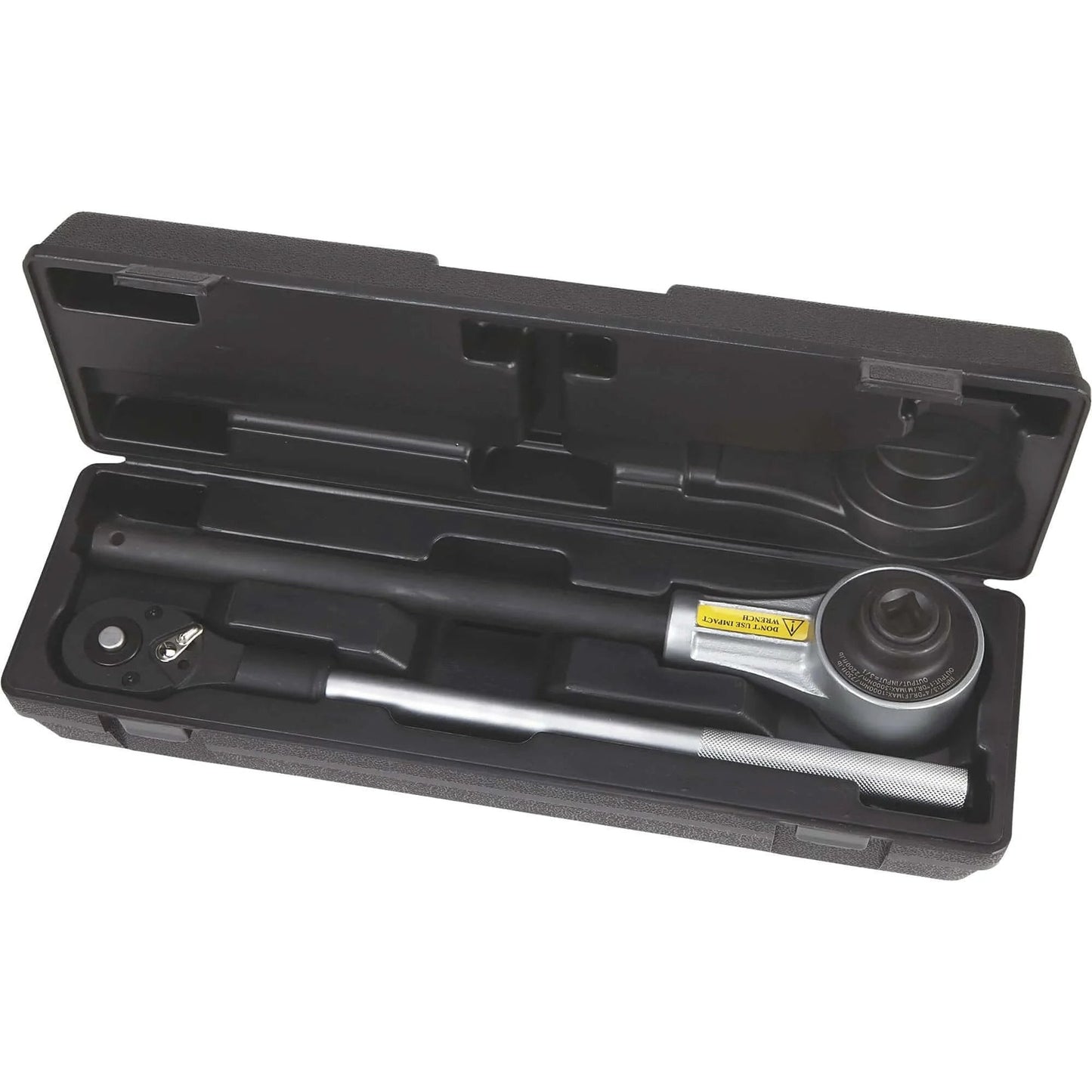 Klutch Torque Multiplier in storage case, showcasing 3/4in input, 1in output, satin finish, 2200 ft-lb capacity, compact design.
