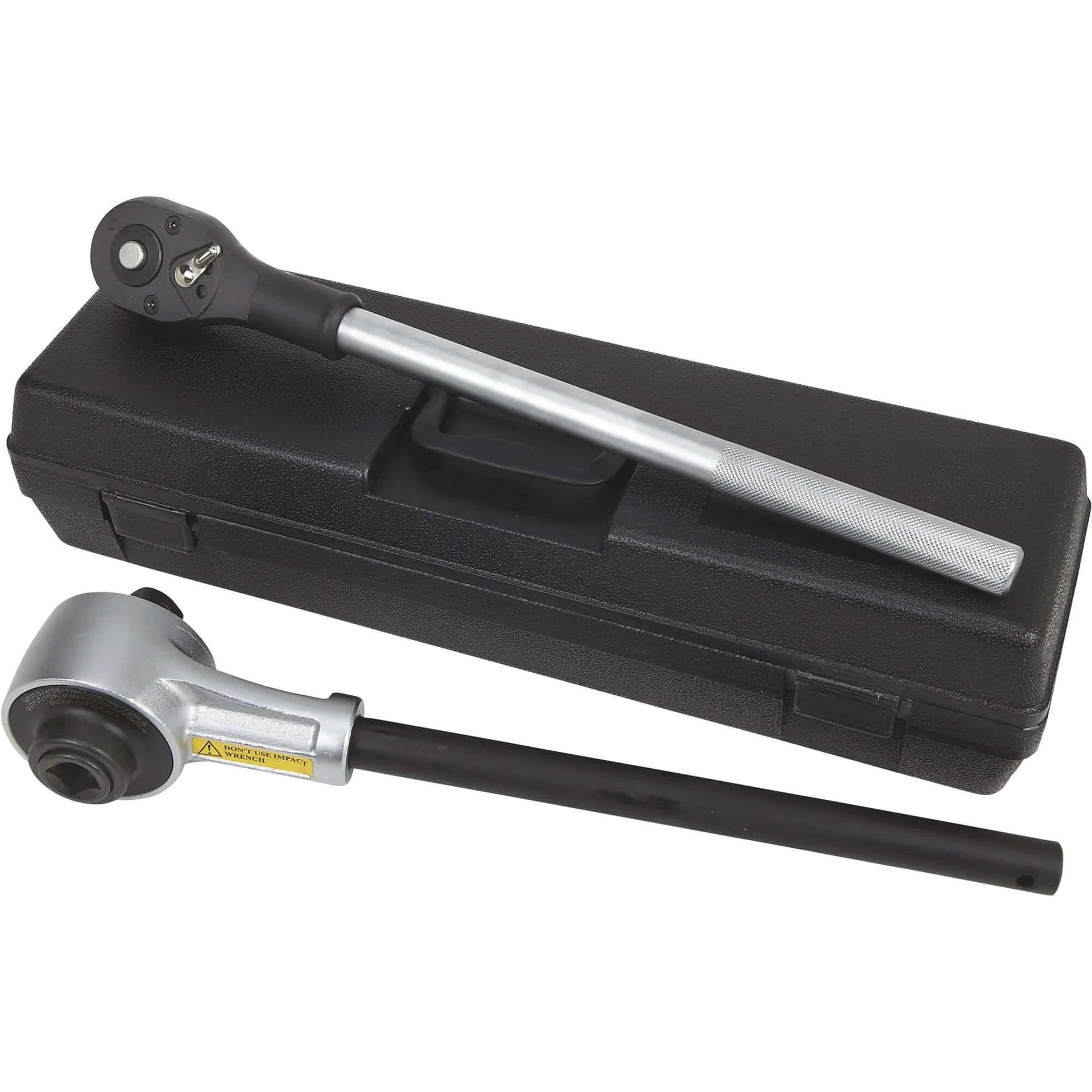 Klutch Torque Multiplier with satin finish and carrying case shown on display