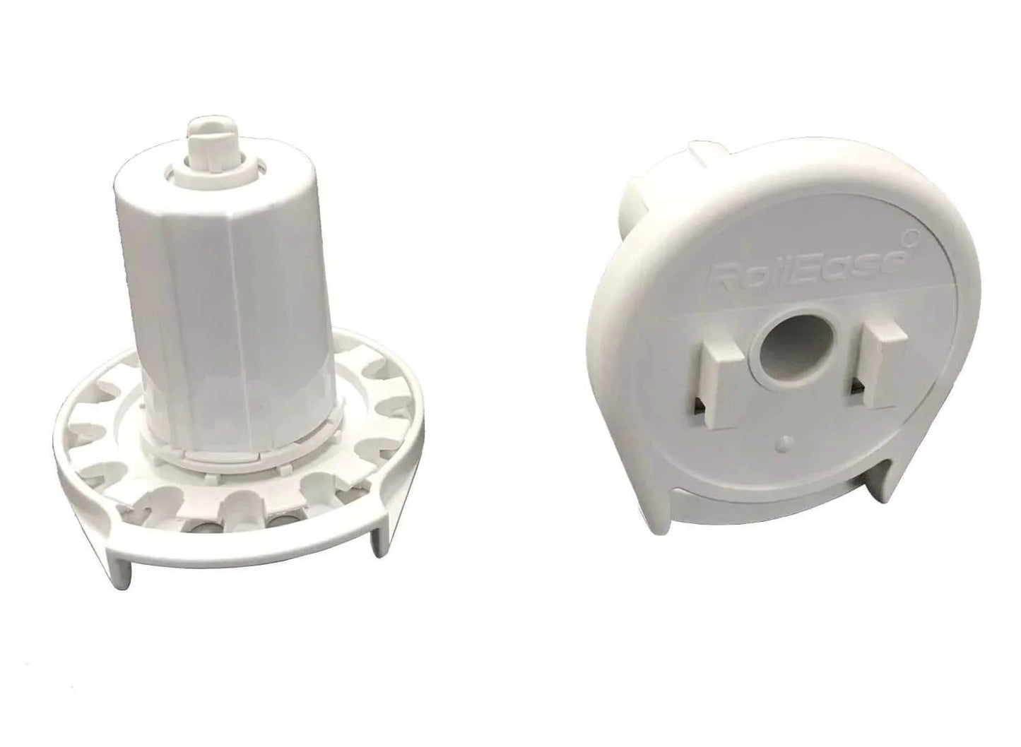 Front and side view of kyline SL15 Roller Shade Clutch White for 1-1/8 to 1-1/4 inch tubes with sleeve adapter