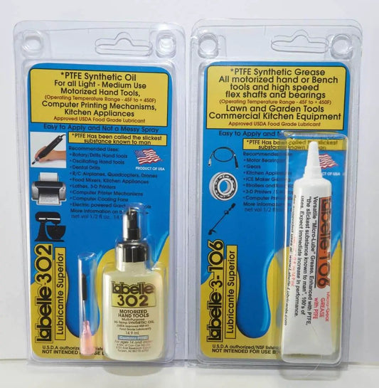 2-Pack Power Tool Lubricants With Pinpoint Applicator Oil And Grease For Power And Pneumatic Tools, Includes Labelle 302 and 106