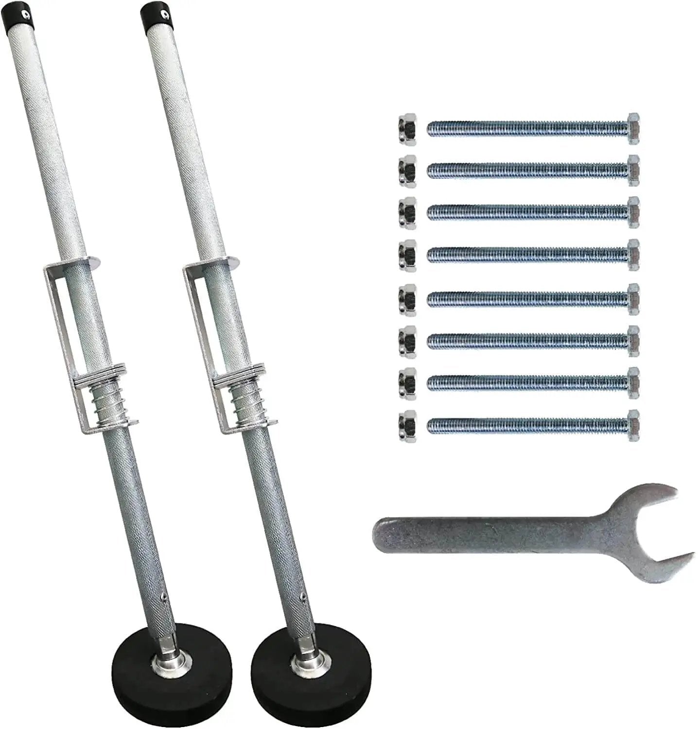 Adjustable Ladder Leveler Pair For Stairs And All Surfaces Anti Skid Alloy Steel Feet With Removable Rubber Caps and tools