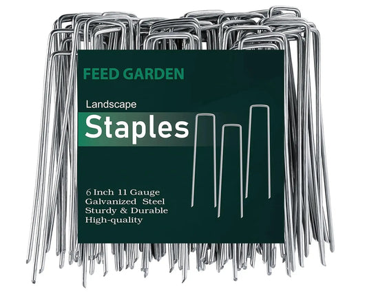 Heavy Duty Galvanized Landscape Staples 6 Inch 25 Pack 11 Gauge Anti Rust Garden Stakes SOD Pins Yard Stakes