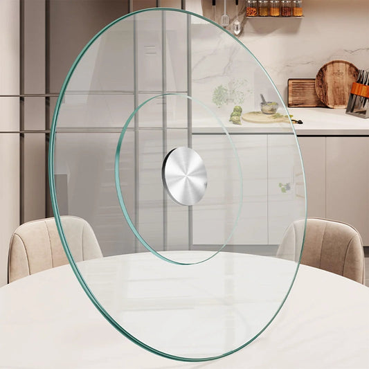 30.7 Inch Glass Turntable For Dining Table Large Round Serving Plate With Swivel Assist System Silent And Smooth Spin Tempered Explosion Proof Glass 7 Mm Thick Diameter 48 To 88 Cm Rotating Tray For Easy Serving