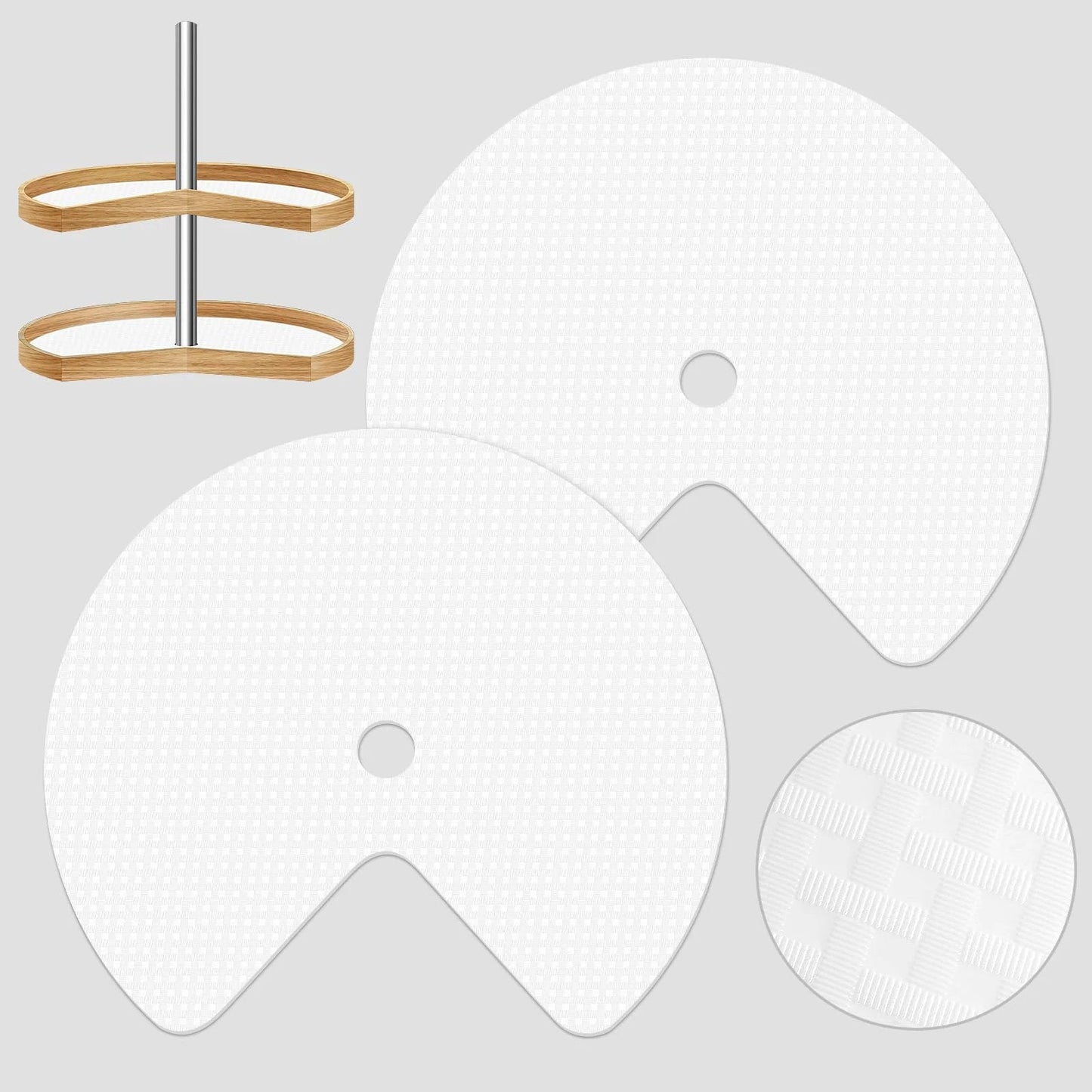 2 Pack 26 Inch Lazy Susan Shelf Liner With Upgraded Composite Materials Circle Liner For Kitchen Cabinets Non Adhesive Mats For Shelves Drawers Refrigerators Cupboards Pre Cut Inner Circle For Custom Fit