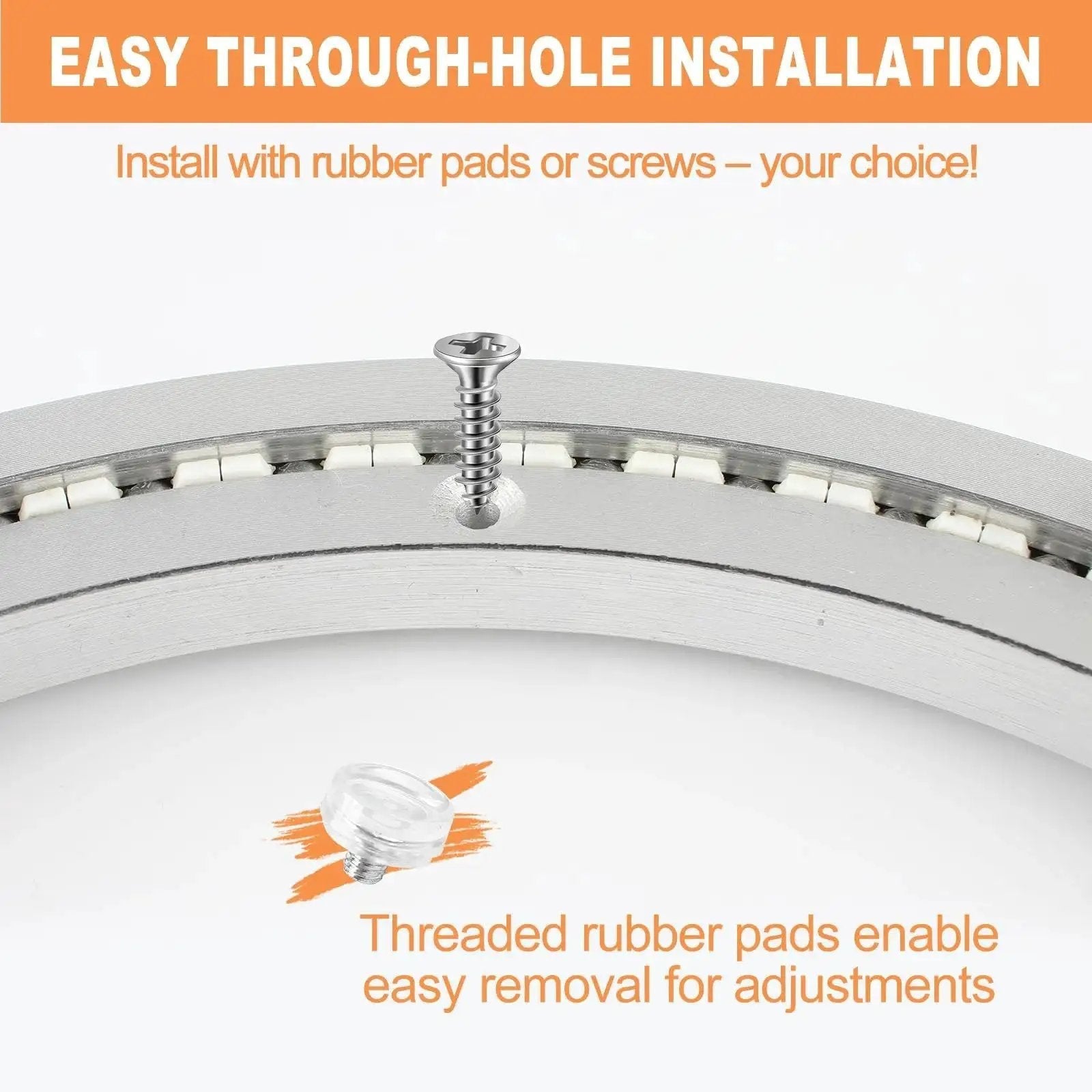 Heavy Duty 24 Inch Lazy Susan Bearing with silent smooth rotation showcasing through-hole installation with screws and rubber pads.