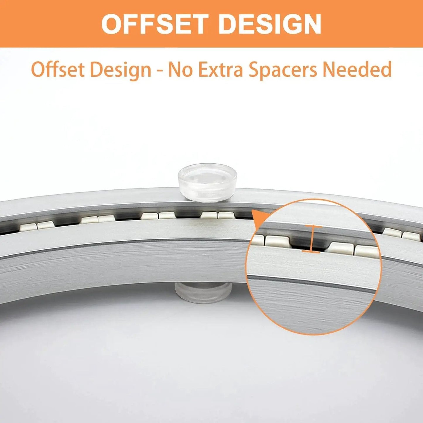 Close-up of a heavy duty 24 inch lazy Susan bearing with offset design and silent smooth rotation for DIY projects shown in use.
