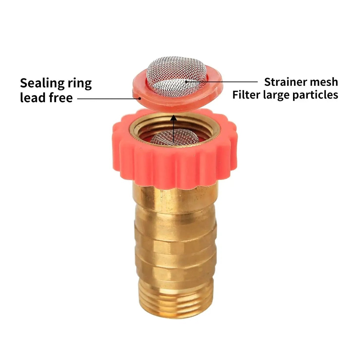 Brass Water Pressure Regulator for Garden Hose and RV Systems Keeps 40 To 50 Psi and Tames Surges for Campers Trailers and Home Gardens