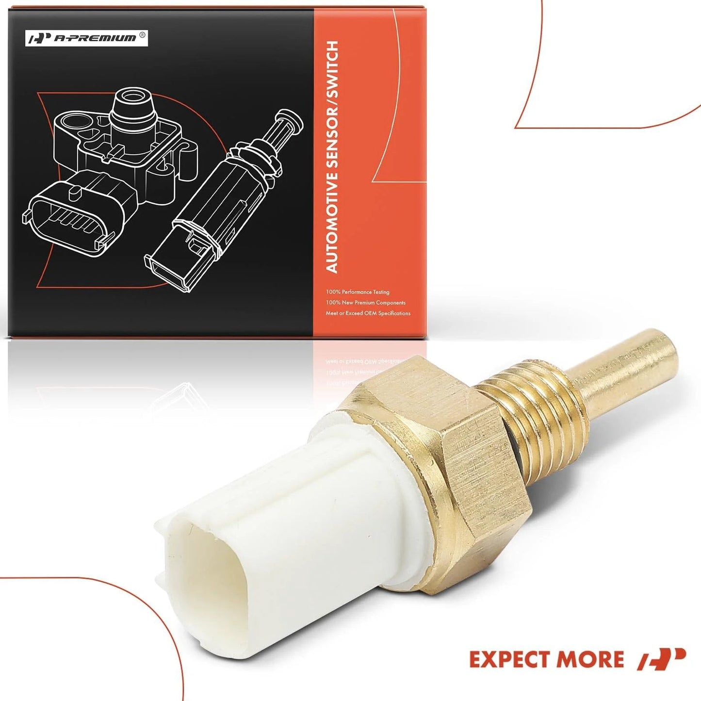 Left Engine Coolant Temperature Sensor For Honda Accord 2003 2007 Civic 2001 2011 CR V 2002 2006 Fit 2008 Replacement showing brass fitting and connector.
