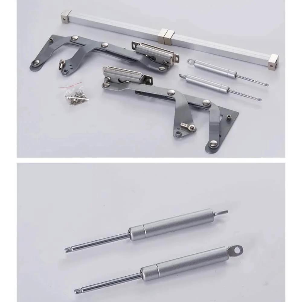 Cabinet Door Hinges, Lift Up Mechanism Support Vertical Swing Lifting Stay Strut Hydraullic Cylinder, silver parts set