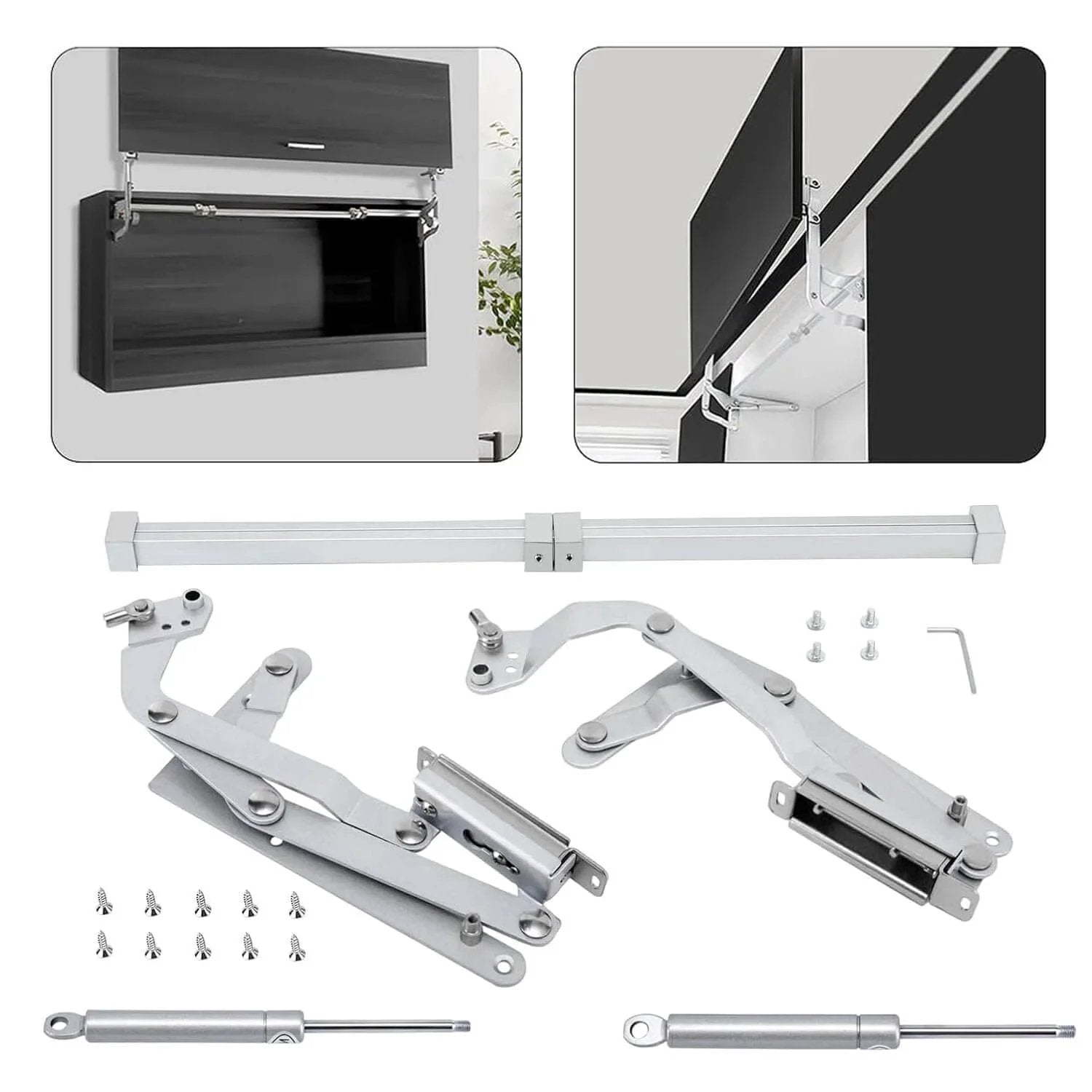 Cabinet Door Hinges, Folding Lift up Top Table Vertical Swing Lift Up Stay Pneumatic Arm Kitchen Mechanism Hinges with hardware