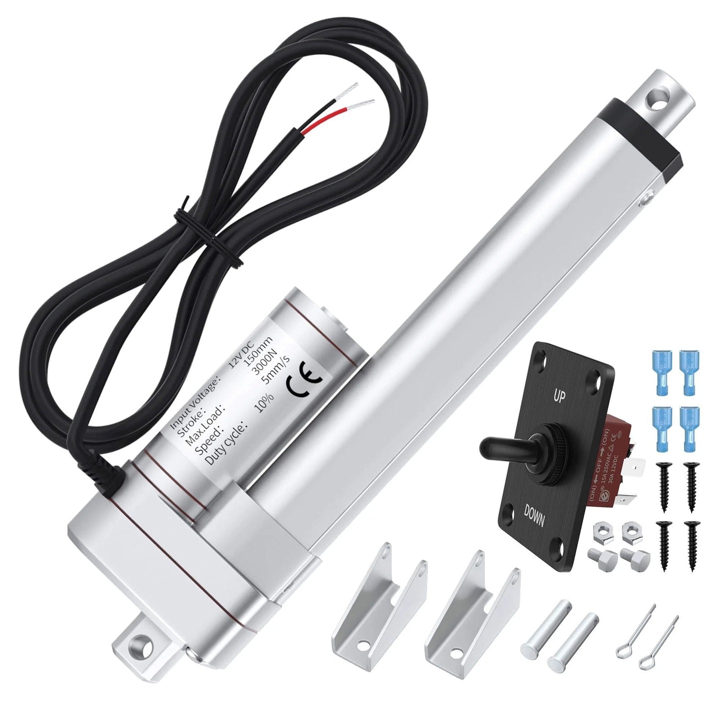 Linear Actuator 12V with Controller 6" 3000N/660lbs Stroke Electric Actuator 5mm/s Motion Actuator with switch and accessories