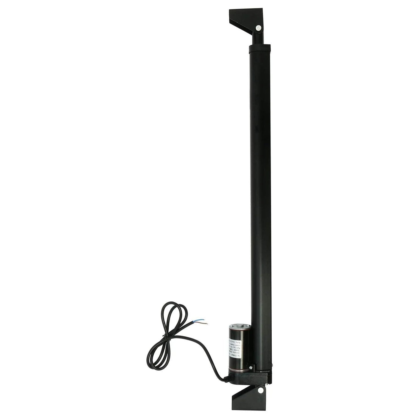 Heavy Duty Black Steel Mounting Brackets For Linear Actuators, Two Pack, 6mm Mount Holes, side view showing motor and bracket attachment.