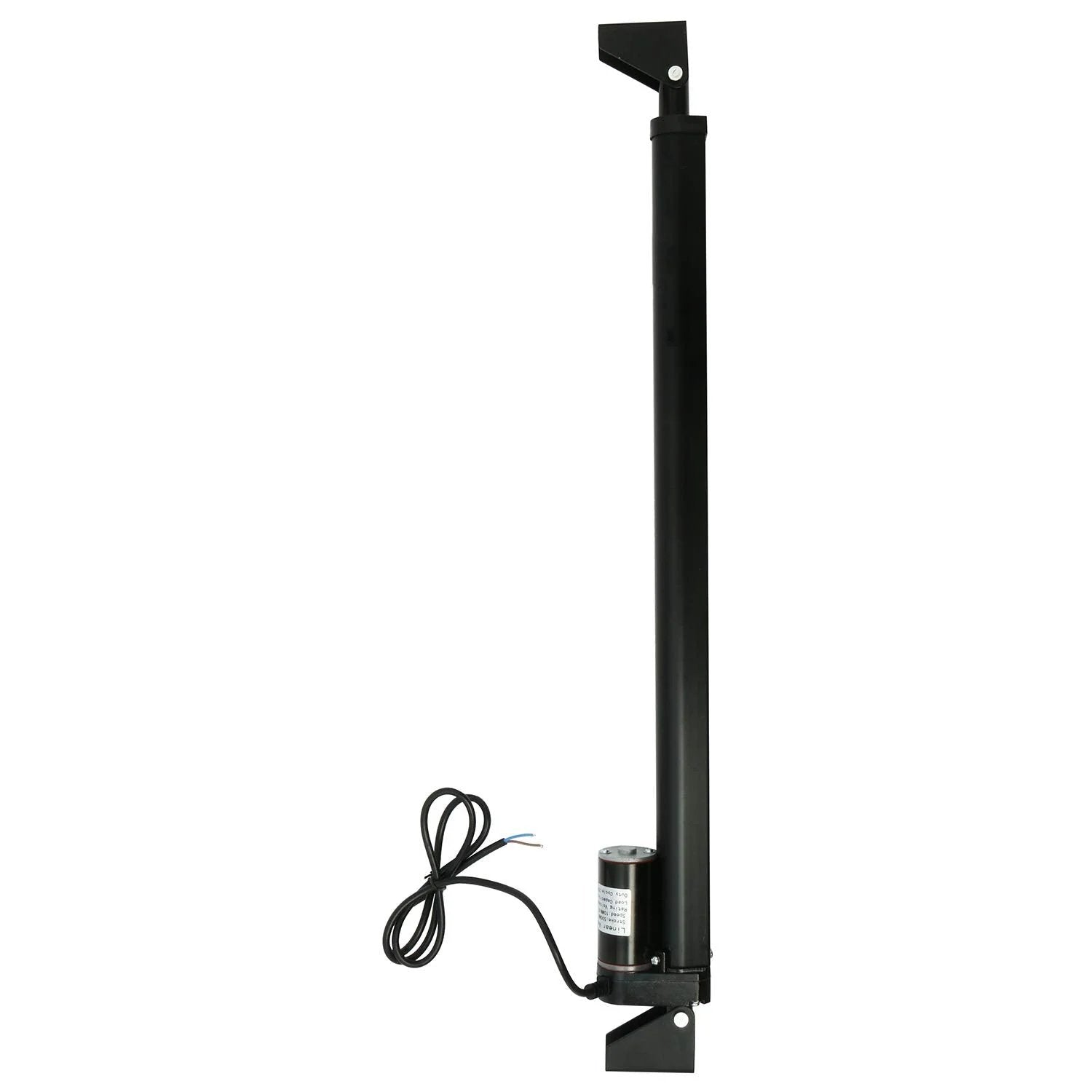 Heavy Duty Black Steel Mounting Brackets For Linear Actuators, Two Pack, 6mm Mount Holes, side view showing motor and bracket attachment.