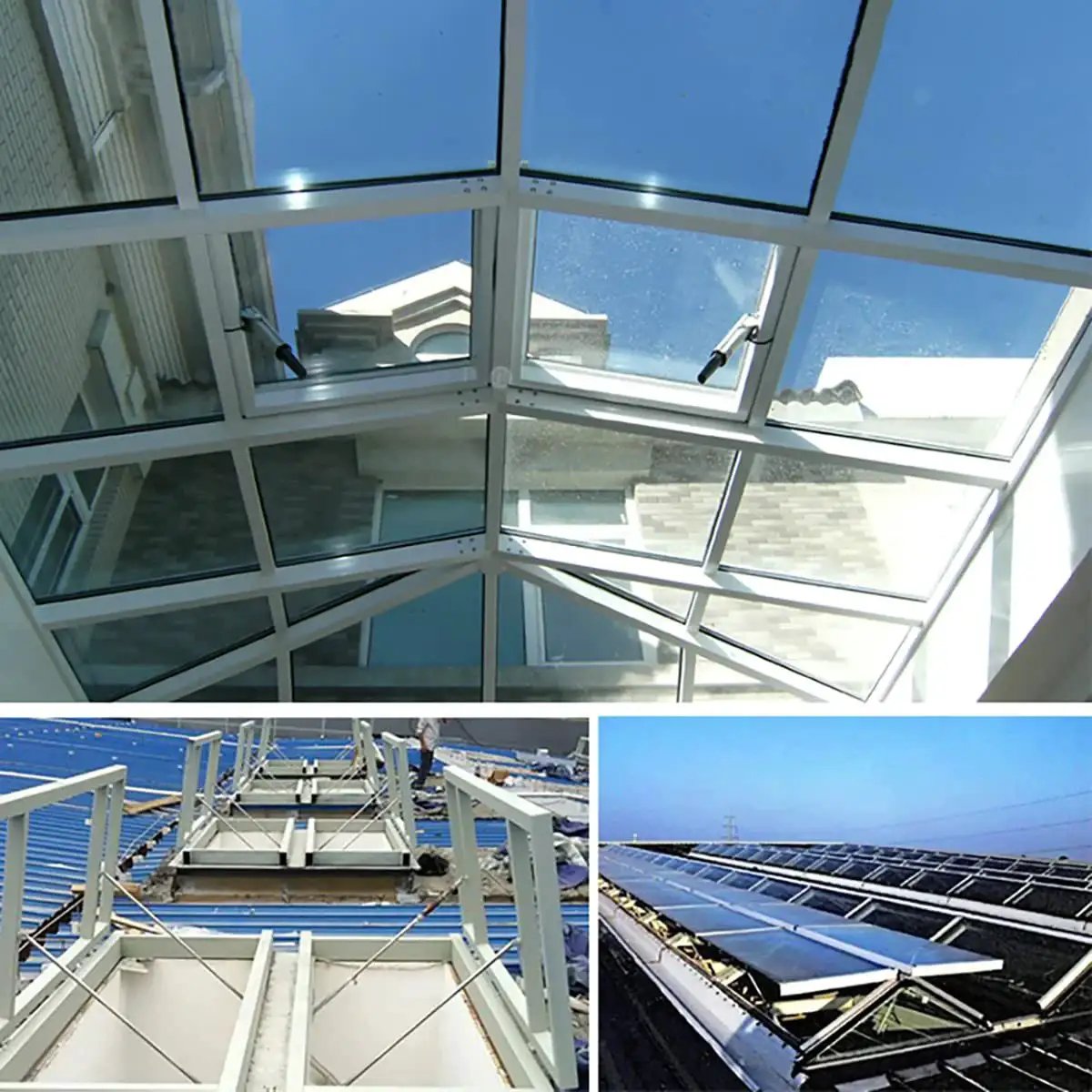 2 Inch Stroke 50 Millimeter DC Electric Mini Linear Actuator 24V Beefy Heavy Duty 600N push pull installed on glass roof frame