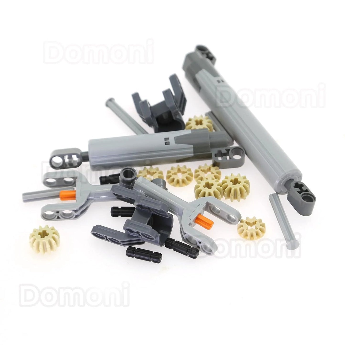 22Pcs Powered Up Linear Actuator Kit S L XL For Lego Compatible Robots And Cars Hydraulic Cylinder Piston Bracket Gear Axle Set ABS Plastic Random Colors showing various actuator components and brackets.