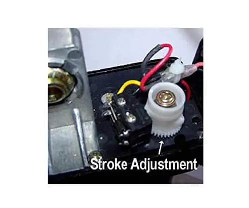 Close-up of stroke adjustment mechanism in Beefed Up Heavy Duty 6 Inch Travel Linear Actuator 12V DC With Adjustable Length 15-21 Inches