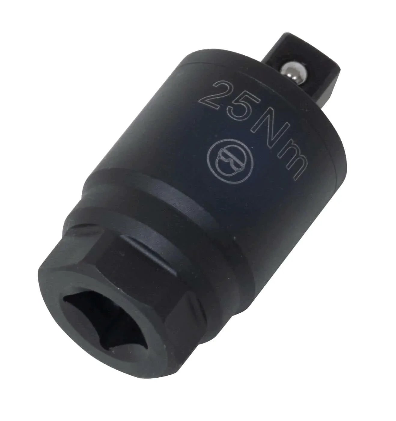 Lisle 61860 Torque Adapter, 25 Nm in black finish for 3/8-inch drive ratchet, front view showing 25 Nm marking.