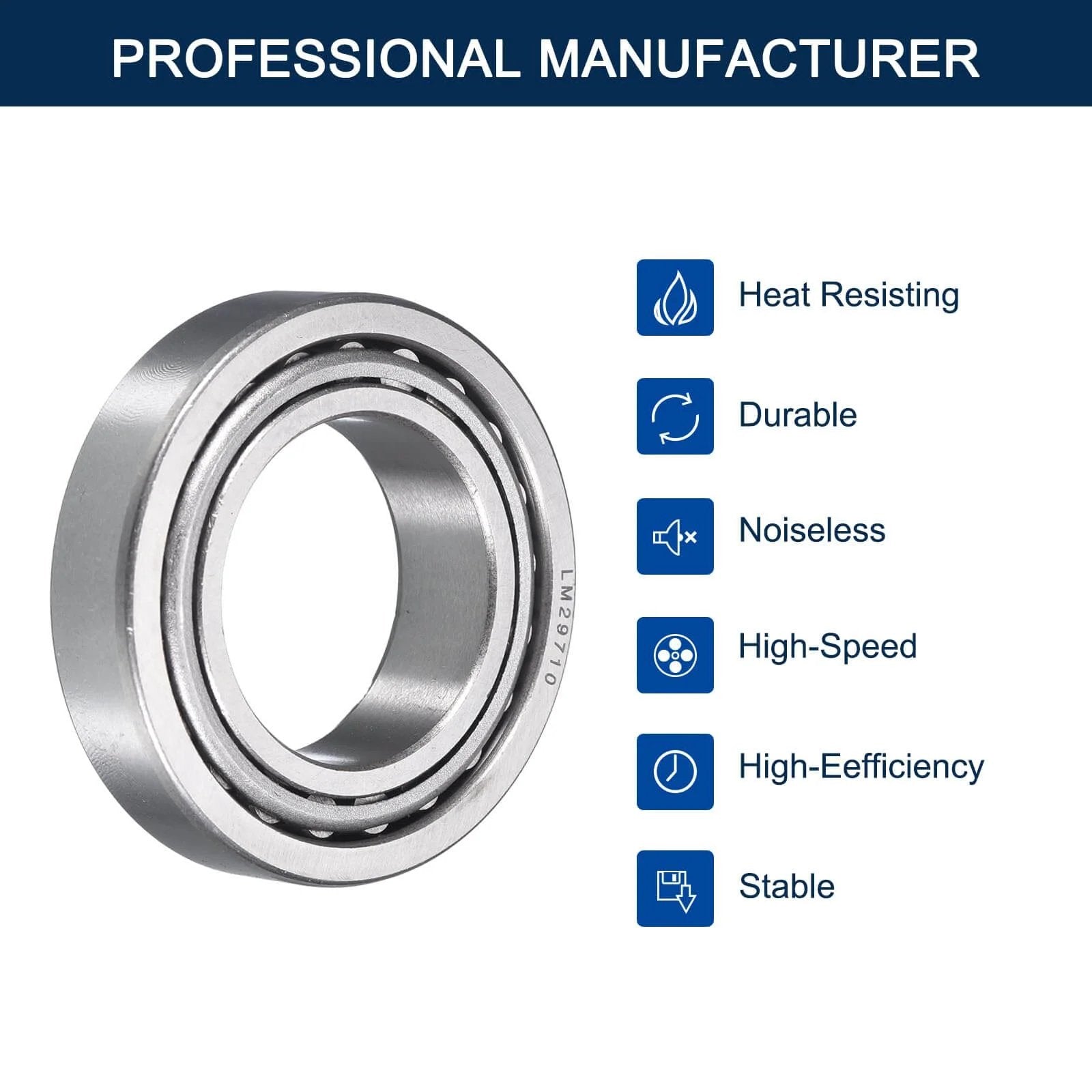 LM29749/10 Tapered Roller Bearing Cone and Cup Set, 1.5" Bore 2.5625" OD 0.71" Cup Width, Chrome Steel Taper Bearings Set, ABEC-3