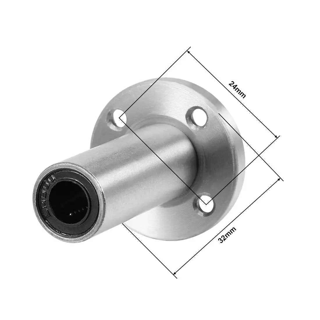 LM8UU Extra Long Round Flange Linear Ball Bearing Bushing 8mm Bore, 15mm Outer Diameter, 45mm Length, Sealed On Both Sides, Chromium Steel