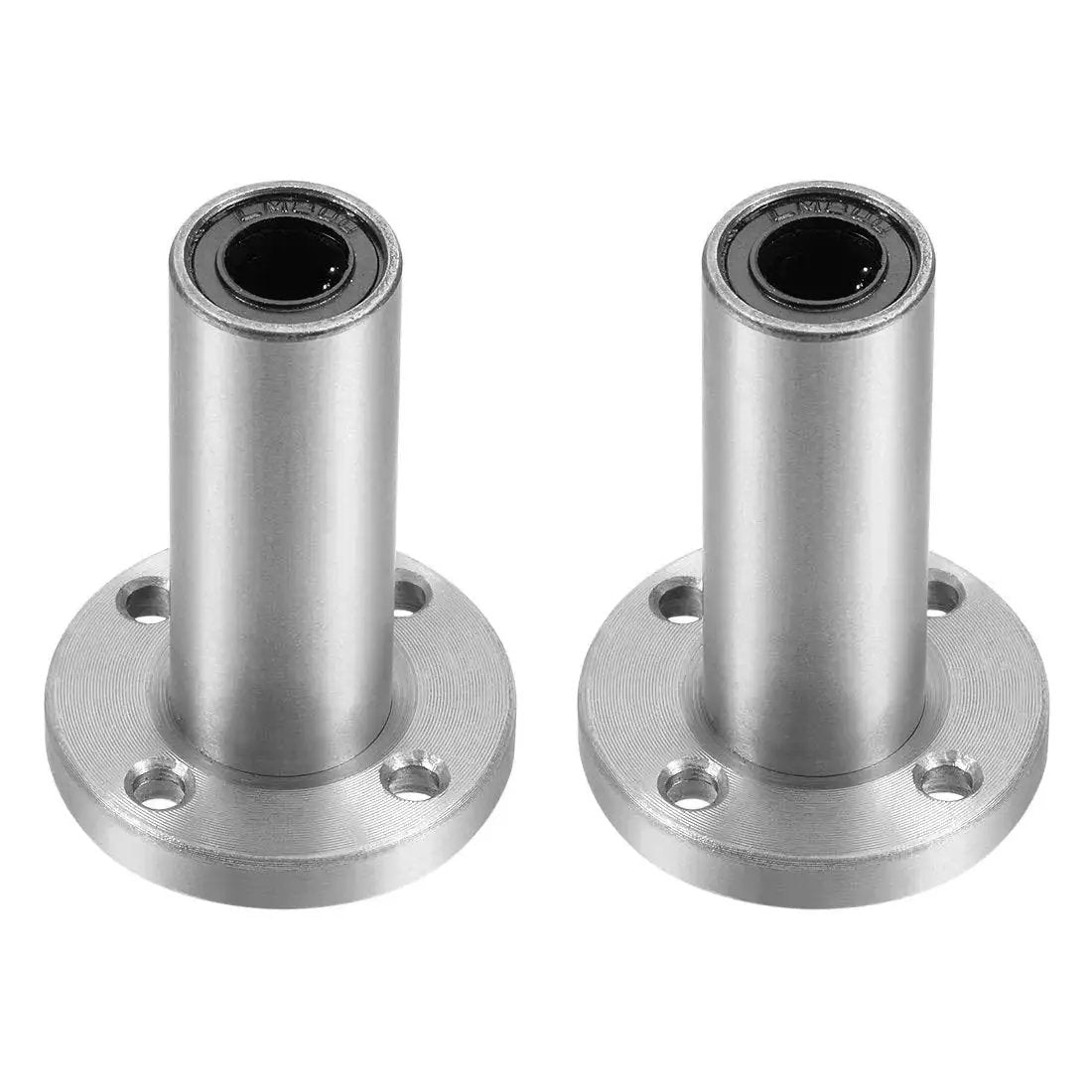Two LM8UU Extra Long Round Flange Linear Ball Bearing Bushing 8mm Bore, 15mm Outer Diameter, 45mm Length, Sealed, Chromium Steel