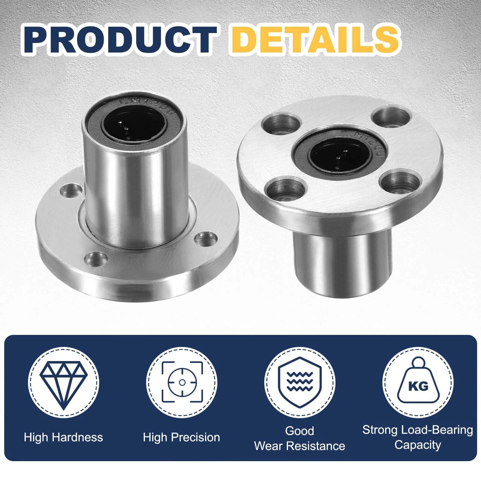4 pack lmf12uu linear ball bearings, 12mm bore round flange with double side rubber seal for CNC and 3D printer.