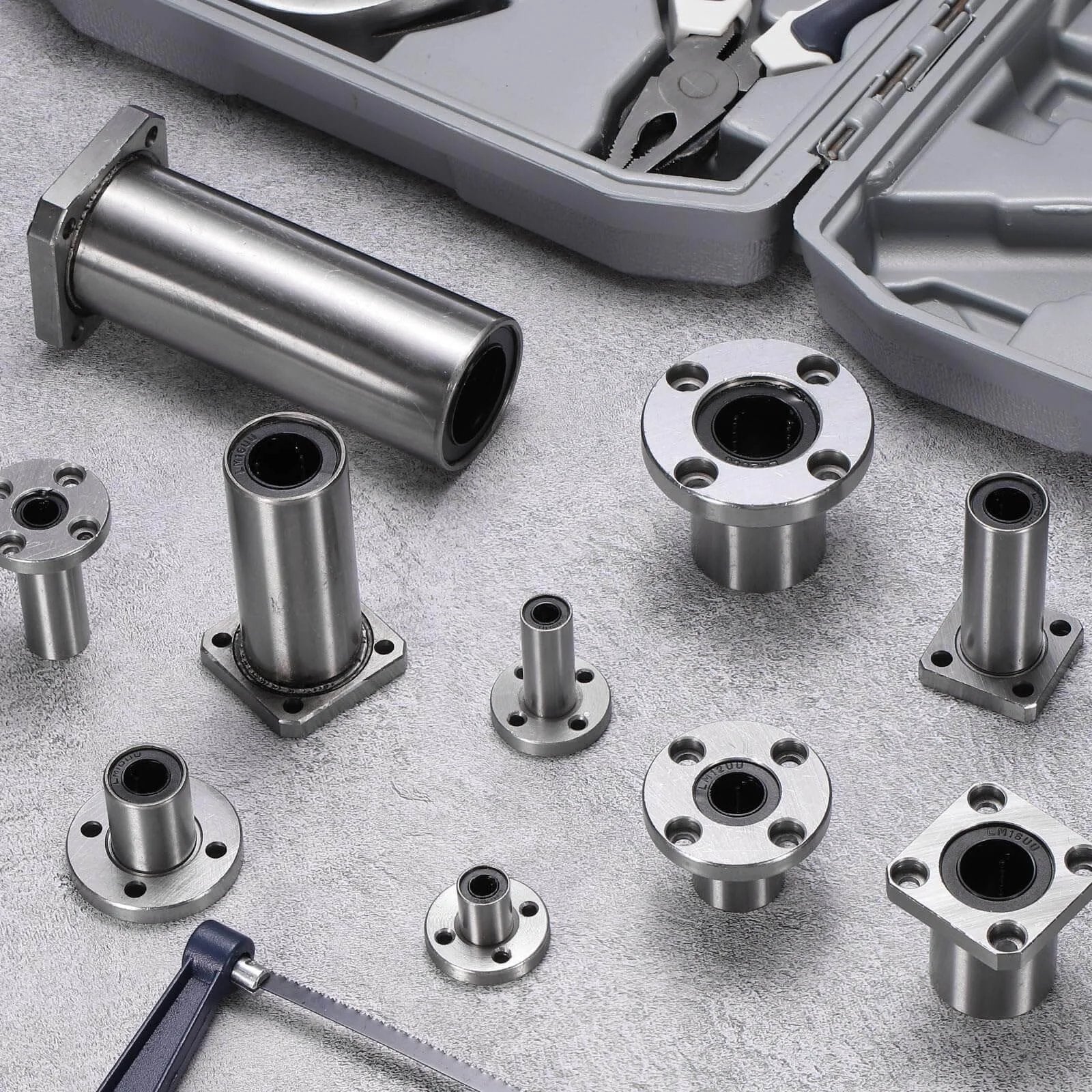 ✝️ 4 pack lmf12uu linear ball bearings, 12mm bore round flange linear bearings with tools for CNC, 3D printer setup